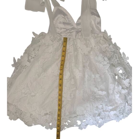 The Post‎ Women’s 3D Butterfly Babydoll Mini Dress V-neck Backless White Small - Picture 7 of 10